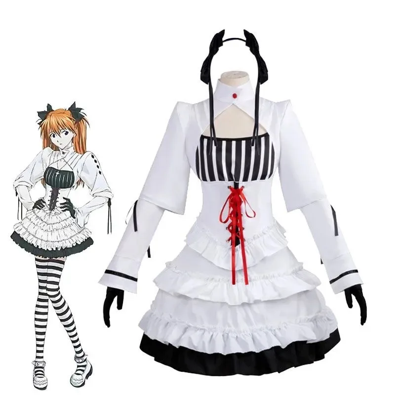 فستان Asuka Langley Soryu Em Camadas زي أداء تنكري للقرن الجديد بدلات الرسوم المتحركة أنيمي؛ 5'b، 8.v؛ #1