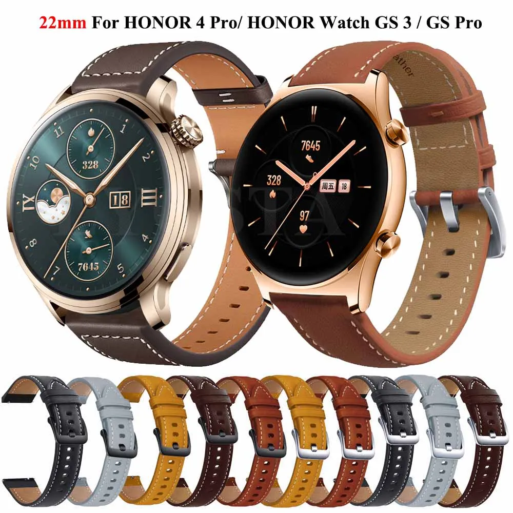 22mm Watchband For HONOR Watch 4 Pro/GS 3/GS Pro/Magic Watch 2 46mm Replacement Leather Strap Band Bracelet ремешок Accessories