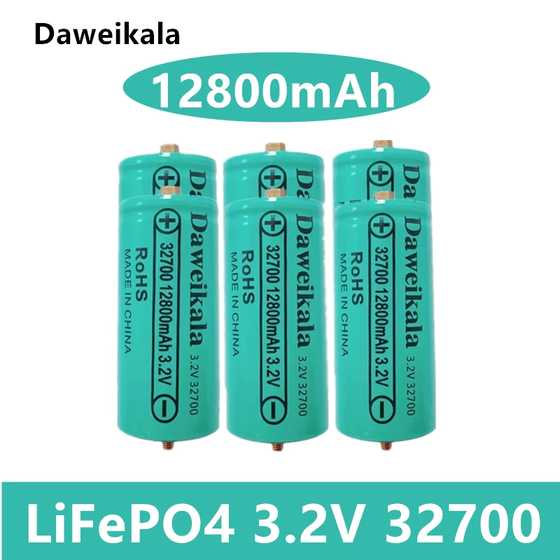 Original 32700 12800mAh 3.2V LiFePO4 5C แบตเตอรี่ชาร์จ Professional Li-Ion ฟอสเฟตแบตเตอรี่พร้อมสกรู