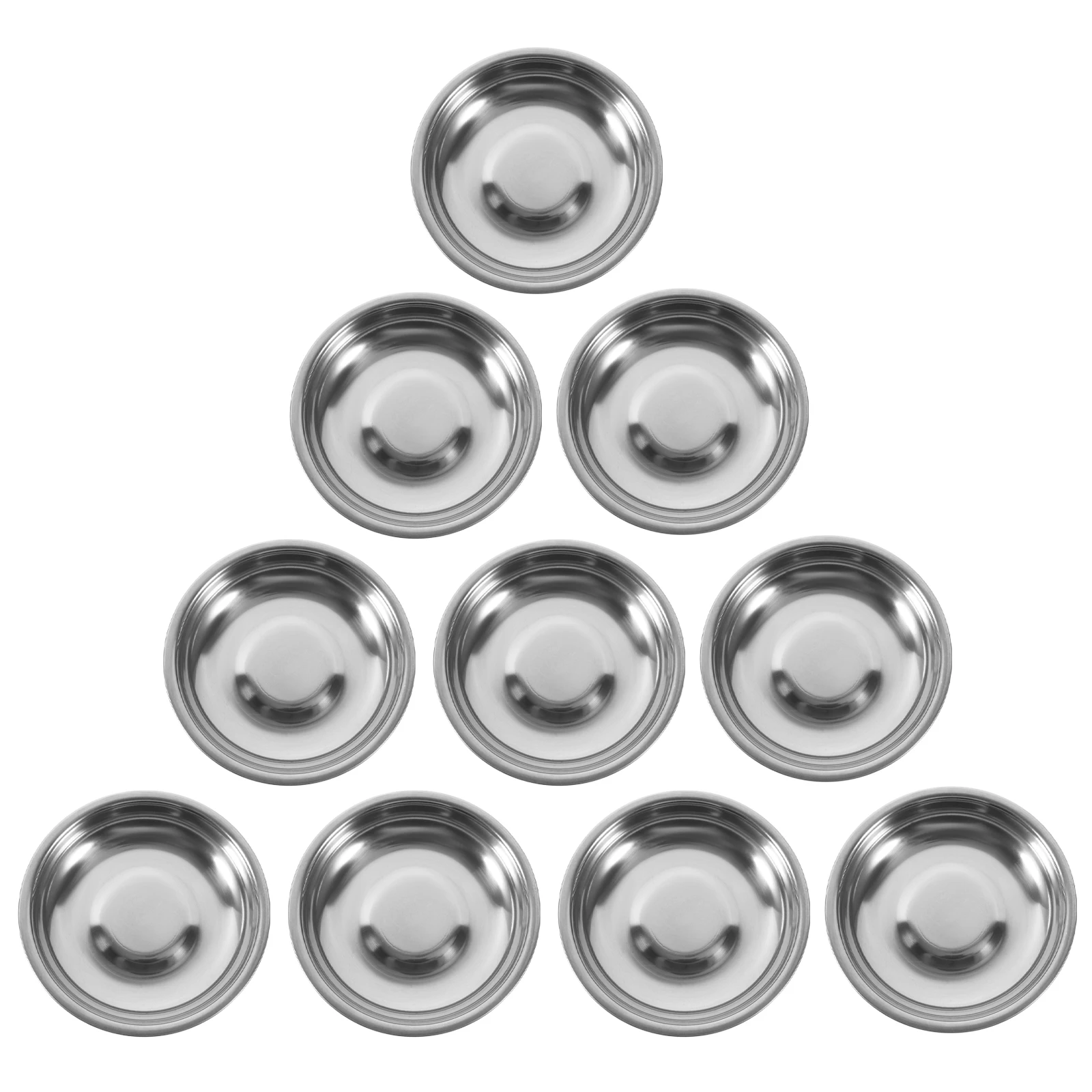 

10Pcs Stainless Steel Round Mini Prep Bowls Small Plates for Sauce Dipping Appetizers Condiments Family Outdoor Party Use
