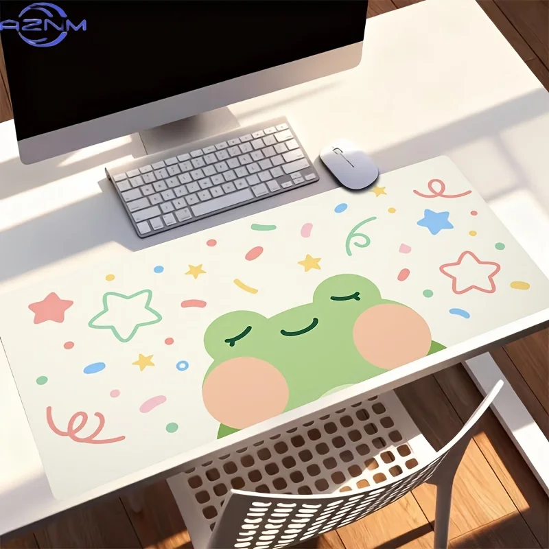 1pc Extra-Large, Non-Slip, Durable Desk Mat, Mouse Pad, Featuring Happy Frog Celebration, Rubber Base, for Office, Computer Deco