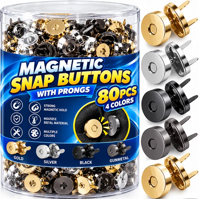 12/80pcs Invisible Magnetic Fastener No-stitch Bag Buttons Wallet Coat Handbags Magnetic Buckle Metal Luggage Parts Accessories