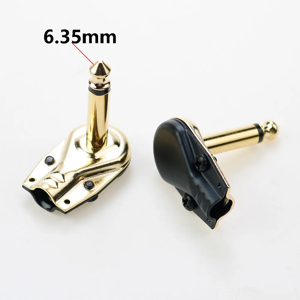 1PCS 6.35 mm Mono 2 Pole Jack Plug 6.35mm Flat Male Guitar Phono Pancake Effects Pedal 90° Right Angle 1/4\