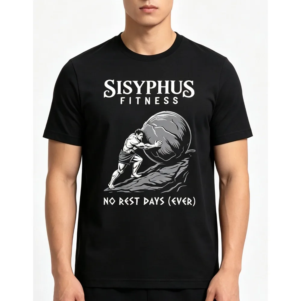 Мужская модная летняя футболка с коротким рукавом в стиле ретро Sisyphus, мотивационный принт, круглый вырез, мужская повседневная дышащая хлопковая футболка