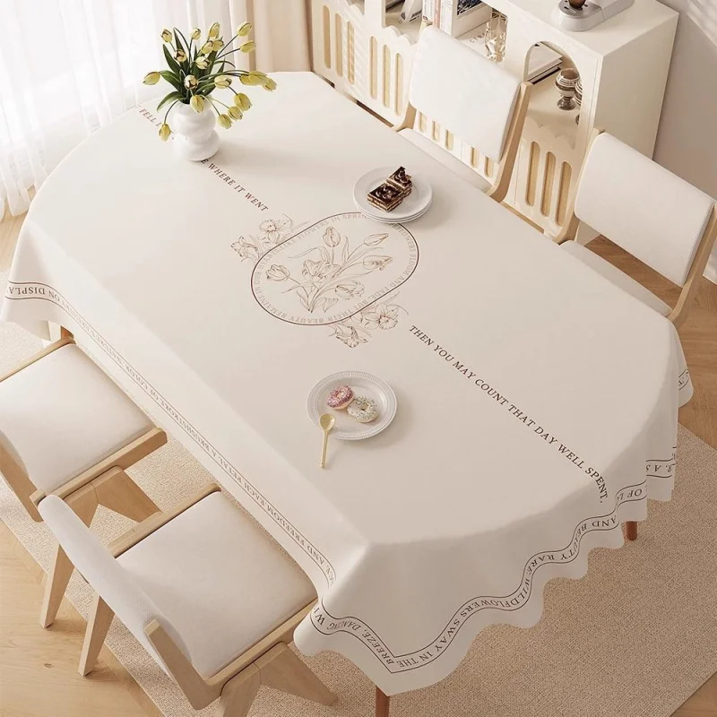 Oval dining tablecloth, washable waterproof oil-proof heat-resistant new luxury table cover for living room tea table