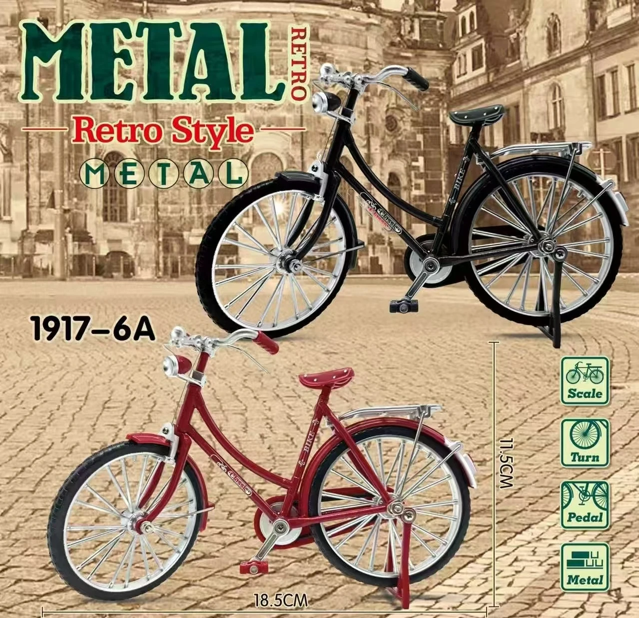 シミュレーションレトロ28メタルダイキャスト自転車モデル1:18ミニ合金自転車モデルクリエイティブDIYホームデコレーションクラフト大人向け楽しいおもちゃ