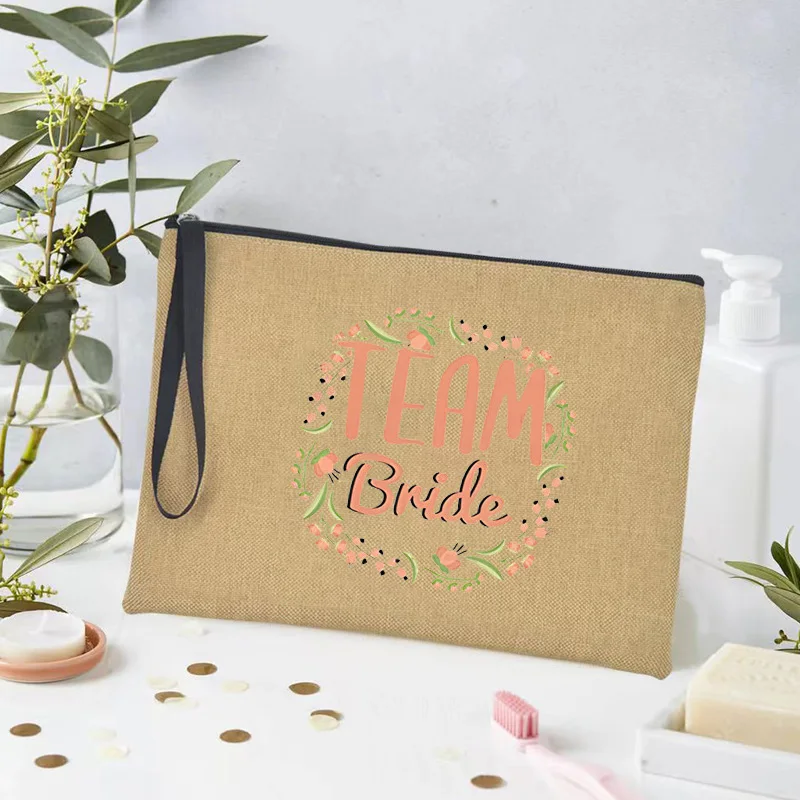 Bolsa de regalo del equipo de novia, organizador de maquillaje nupcial, regalos de dama de Honor, estuche de cosméticos, fiesta de despedida de soltera, bolsa de baño de boda