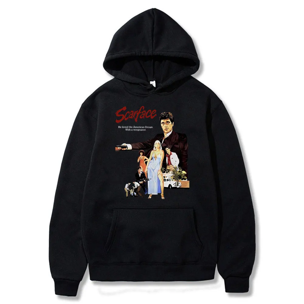 

Classic Vintage Movie Scarface Tony Montana Graphic Hoodie Al Pacino Print Hoodies Men Women Hip Hop Casual Oversized Sweatshirt