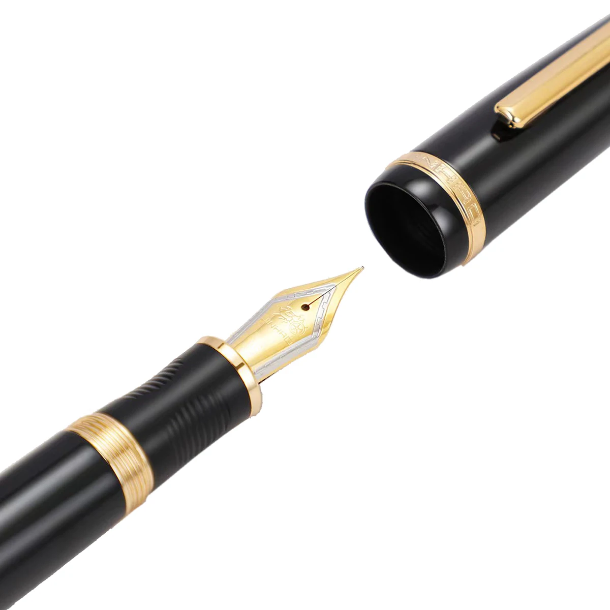 Jinhao X850 Black Metal Fountain Pen with Converter EF/F/M Nib Golden Clip Ink Pen for Business Office Gift School