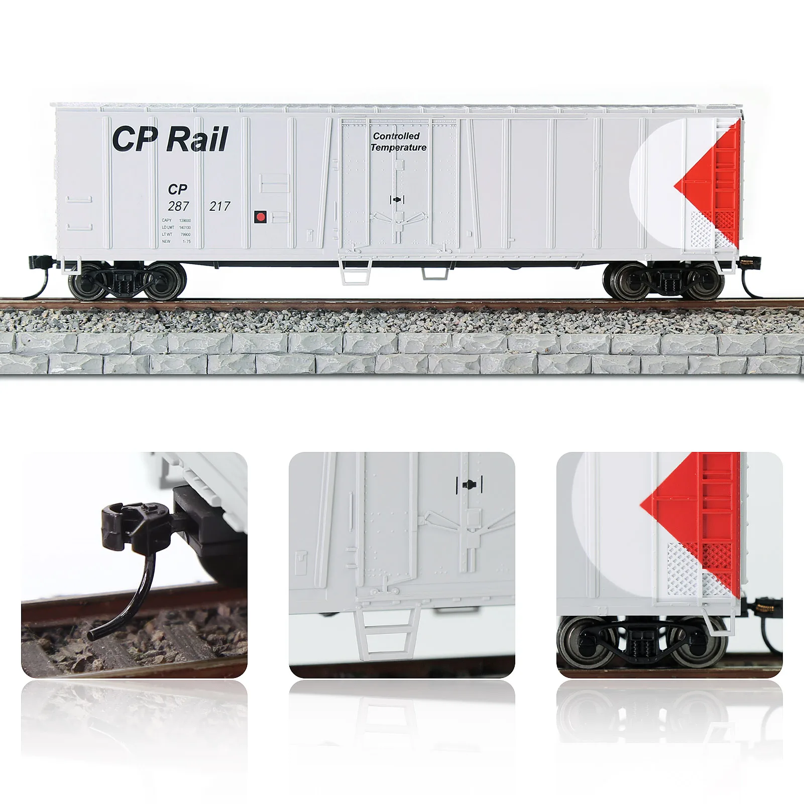 Evemodel Wagon HO Scale 1:87 50\' Steel Reefer CP Rail Refrigerator for Model Railway C8750 (Pack of 1)