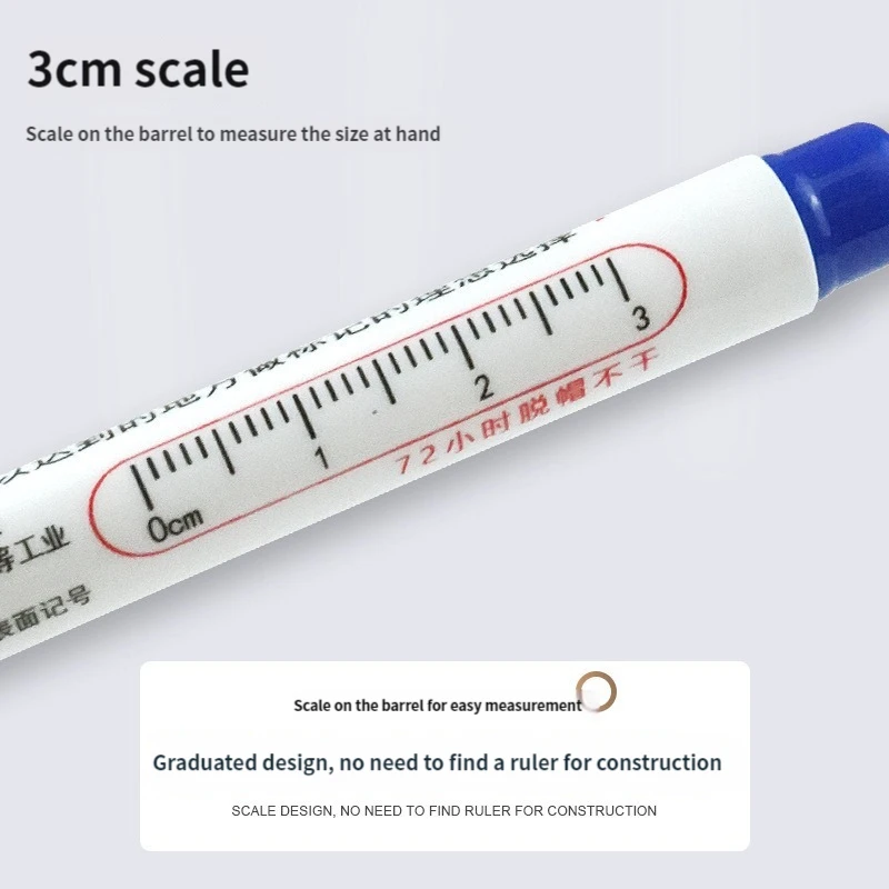 Marqueurs en continu à tête longue et à trou profond de 20mm, stylo perforateur en métal polyvalent, étanche, décoration de travail pour calcul à