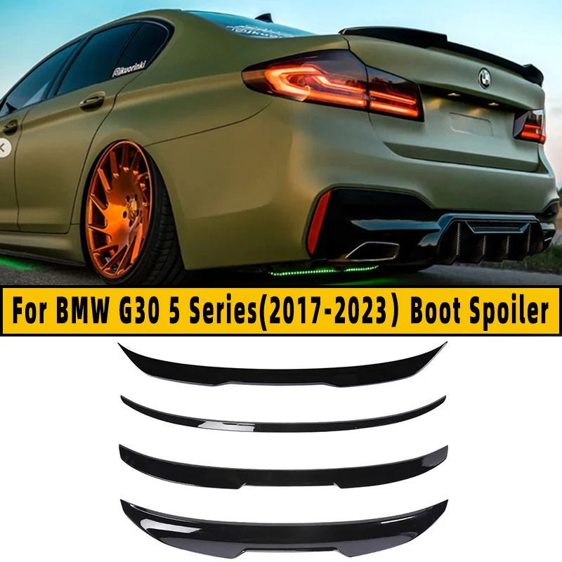 

For BMW G30 5 Series(2017-2023）Boot Spoiler Carbon fiber pattern Trunk Gloss Black Finish CS M5 M4 PSM Style Spoiler Accessories