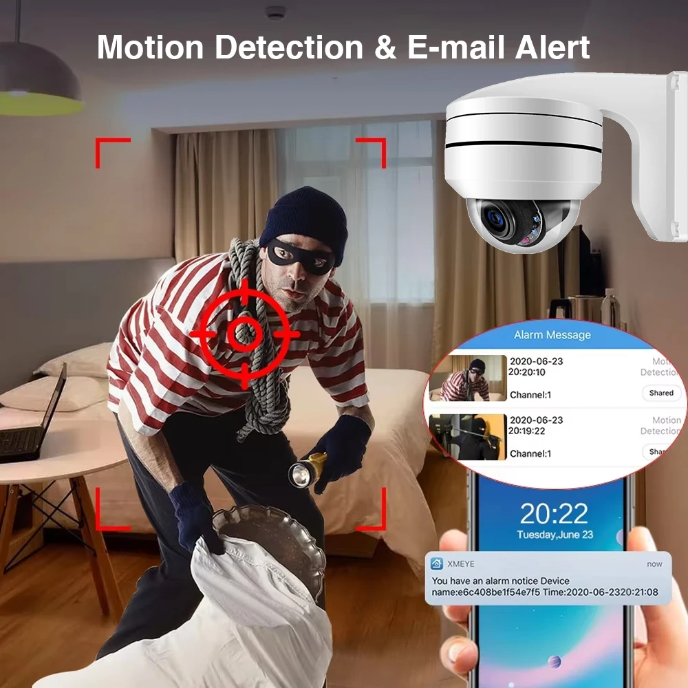 8MP 4K 12X Zoom POE IP PTZ Camera Motor Dome Built-in Microphone Audio Outdoor Security Camera IR 100m Security Protectio