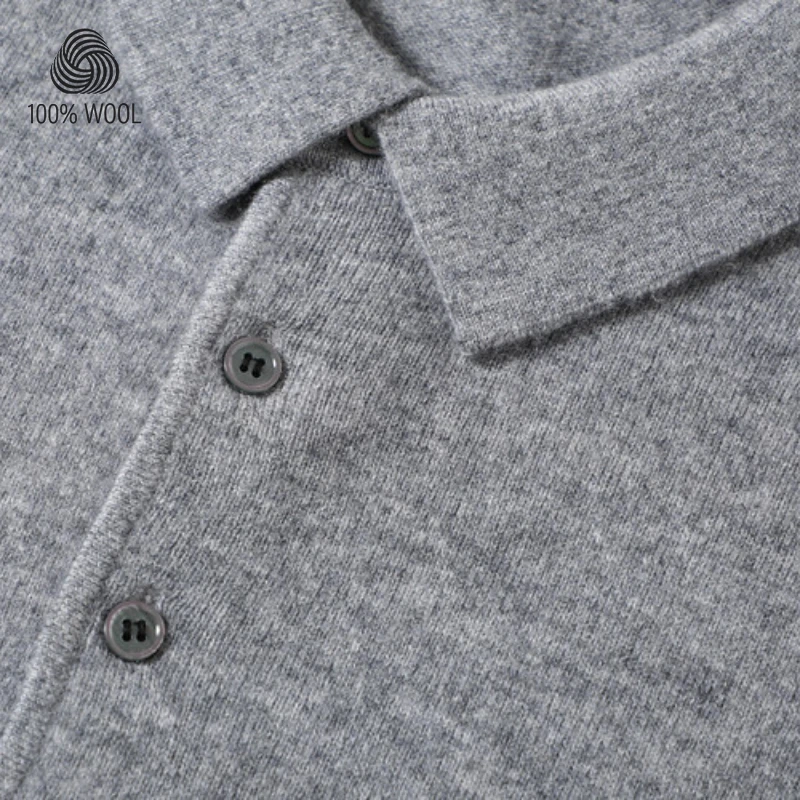 100% Wool. High-quality Men\'s Warm Sweater, Business Casual Stretchable POLO Shirt, Fall/winter Pullover Knitted Sweater.