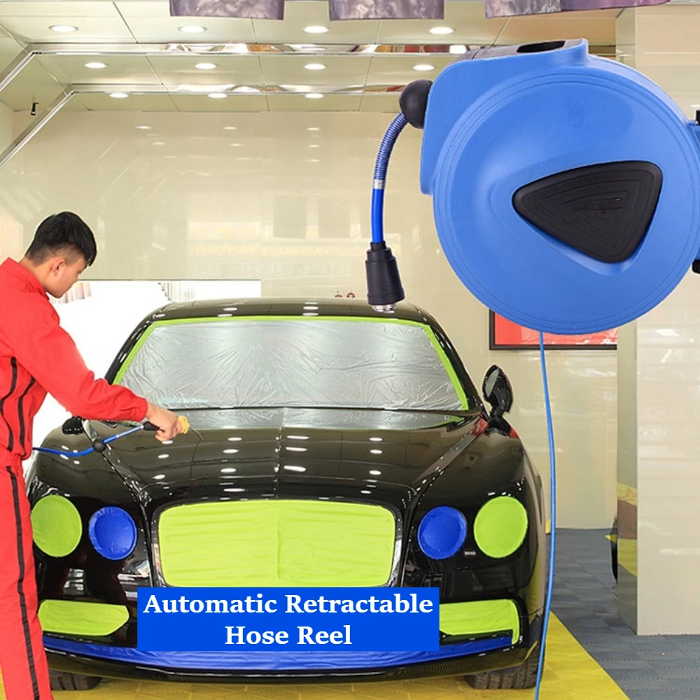 20M Automatic Retractable Air Hose Reel, Auto Rewind Air Drum Hose Reel for Workshop & Garage