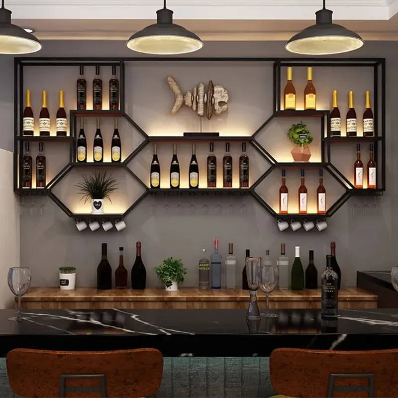 

Storage Modern Wine Holder Display Hanging Display Wall Wine Rack Bottle Living Room Fancy Estante Para Vino Home Bar Furniture