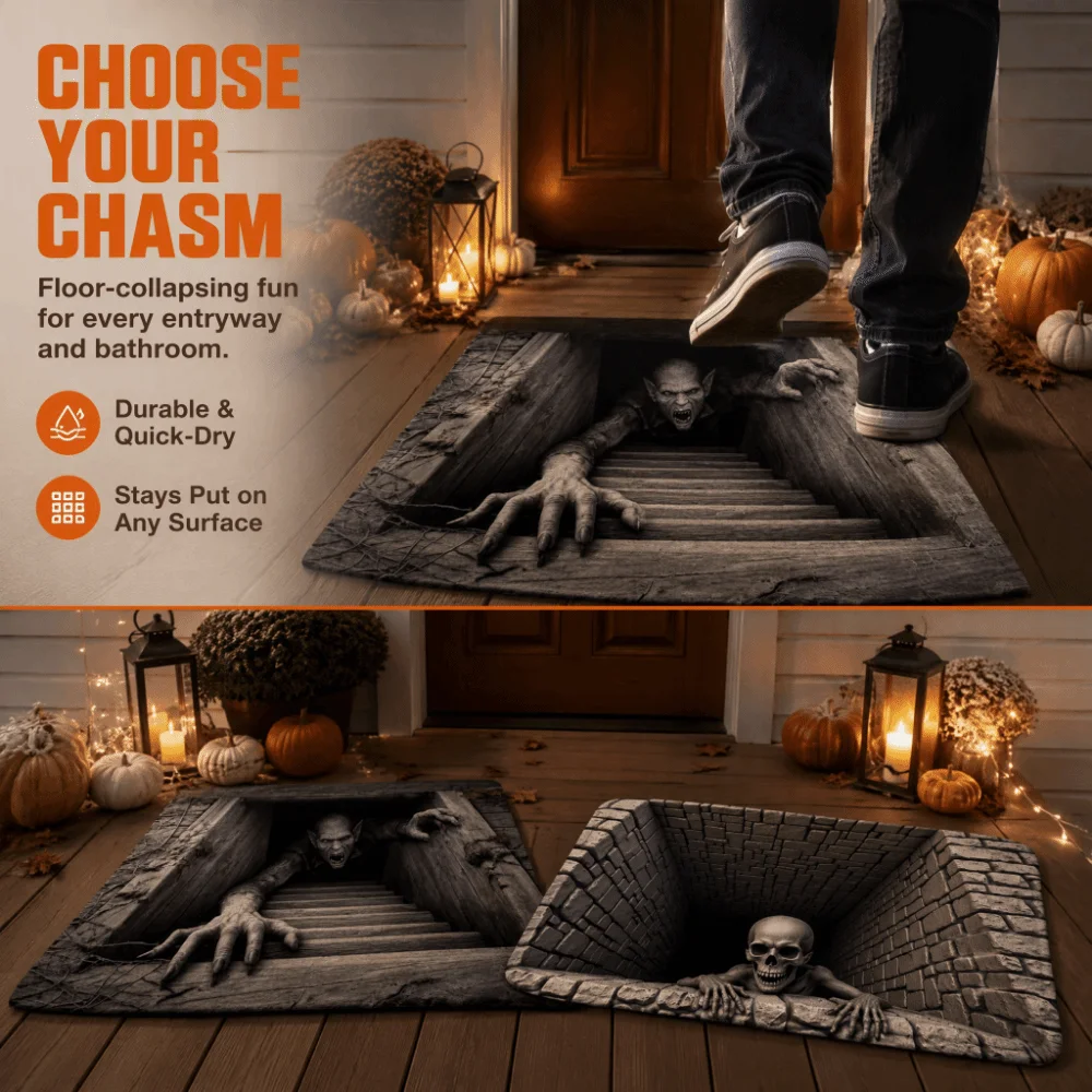 Halloween Halloween Optical Illusion Rug Non-Slip 3D Doormat Abrasion-Resistant Quick Dry Home Floor Mat Entryway