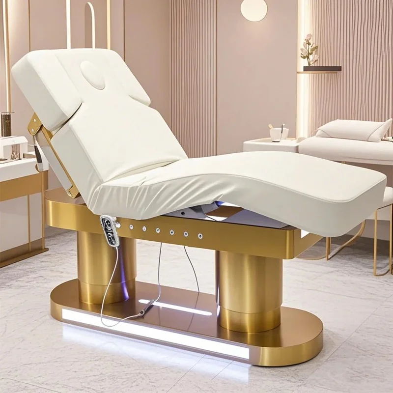 Luxury White Multifunction Beauty Salon Spa Wellness 4 Electric Motors Treatment Facial Eyelash Cosmetic Couch Bed Massage Table