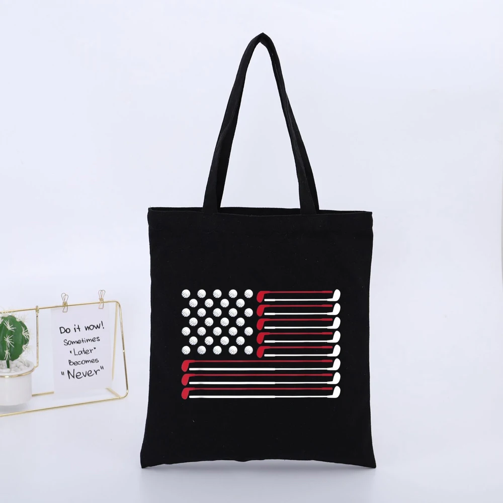 Sac fourre-tout en toile inspiré du drapeau des passionnés de golf, style décontracté pour les sorties quotidiennes et les événements sportifs