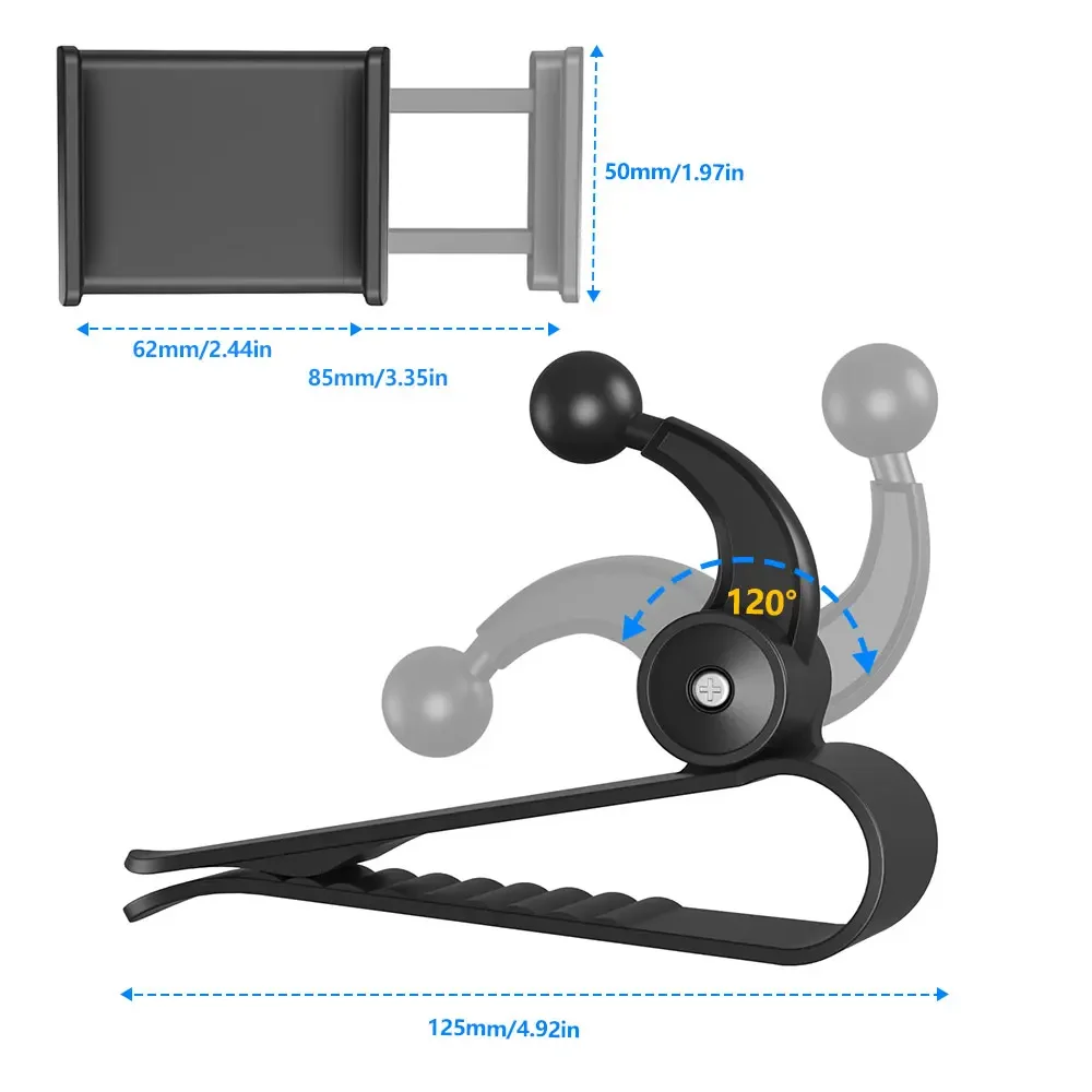 Универсальный 360-градусный регулируемый GPS автомобильный зажим, солнцезащитный козырек, держатель для мобильного телефона для большинства смартфонов, таких Samsung Xiaomi Huawei