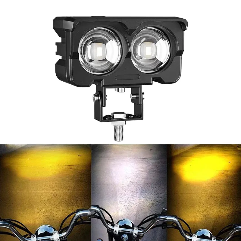 

Mini Lens Light for sherco surron Motorcycle accessories spotlights led moto signal headlight Fog Dual Color Work Lamps 12V-80V