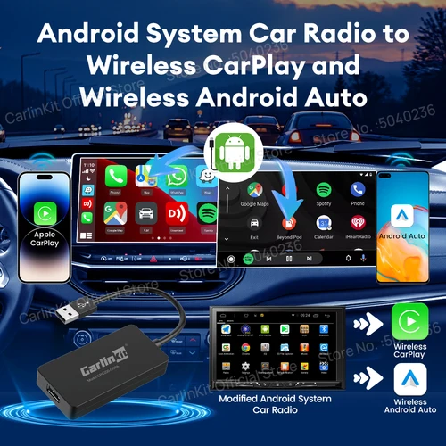 Imagen 2 del producto CarlinKit CCPA CarPlay inalámbrico para Android Radio de coche inalámbrico Android Auto conexión automática Mirrorlink adaptador USB inteligente