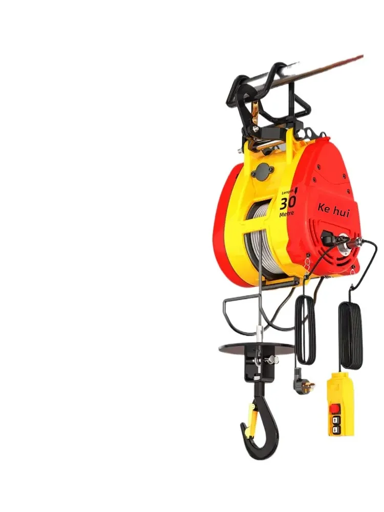 220V Household Mini Electric Hoist Portable Remote Control Micro Electric Winch Small Lifting Crane