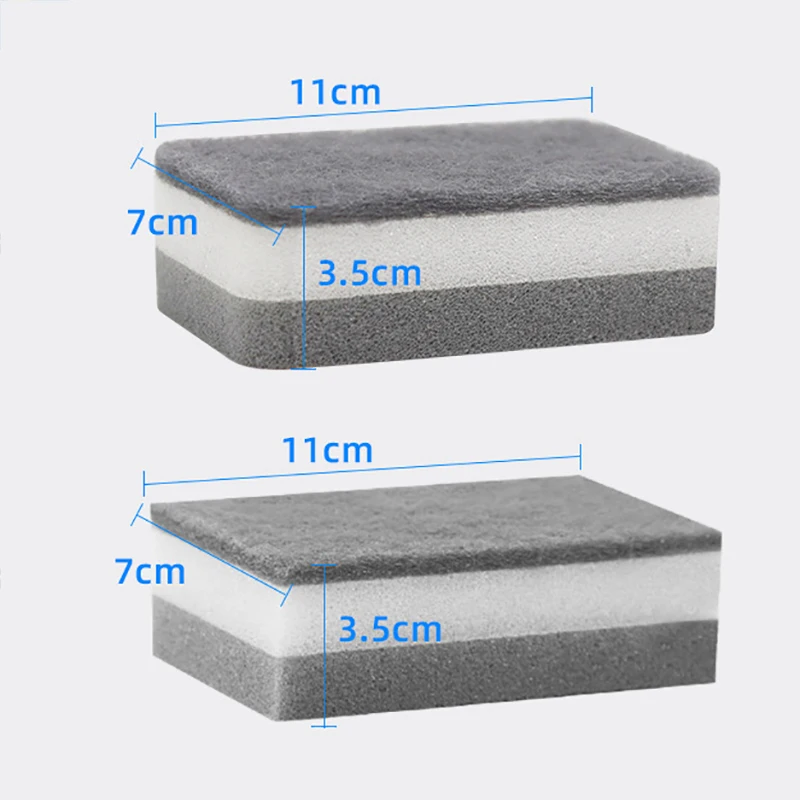 10Pcs Sponge Cleaning Cloth Household Nano Sponge Three Floors Sponge Wipe Dishwashing Cloth For Kitchen Bathroom Cleaning Tools