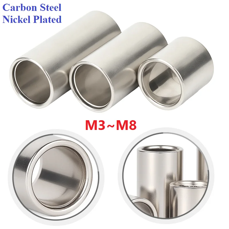Nickel-plated M3 ~ M8 Bushing Washer Unthreaded Round Hollow Standoff Wear Resistant Bearing Sleeves