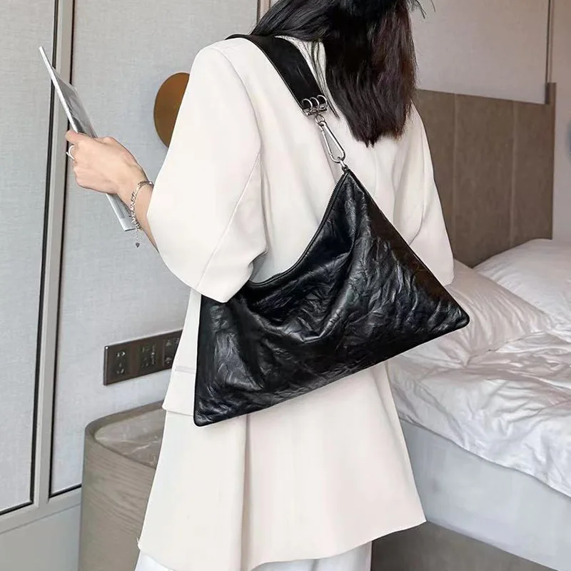 

New Leather Luxury Women's Shoulder Bag Lady High-end Niche Minimalist Messenger Bag Female Summer Versatile Underarm Bag
