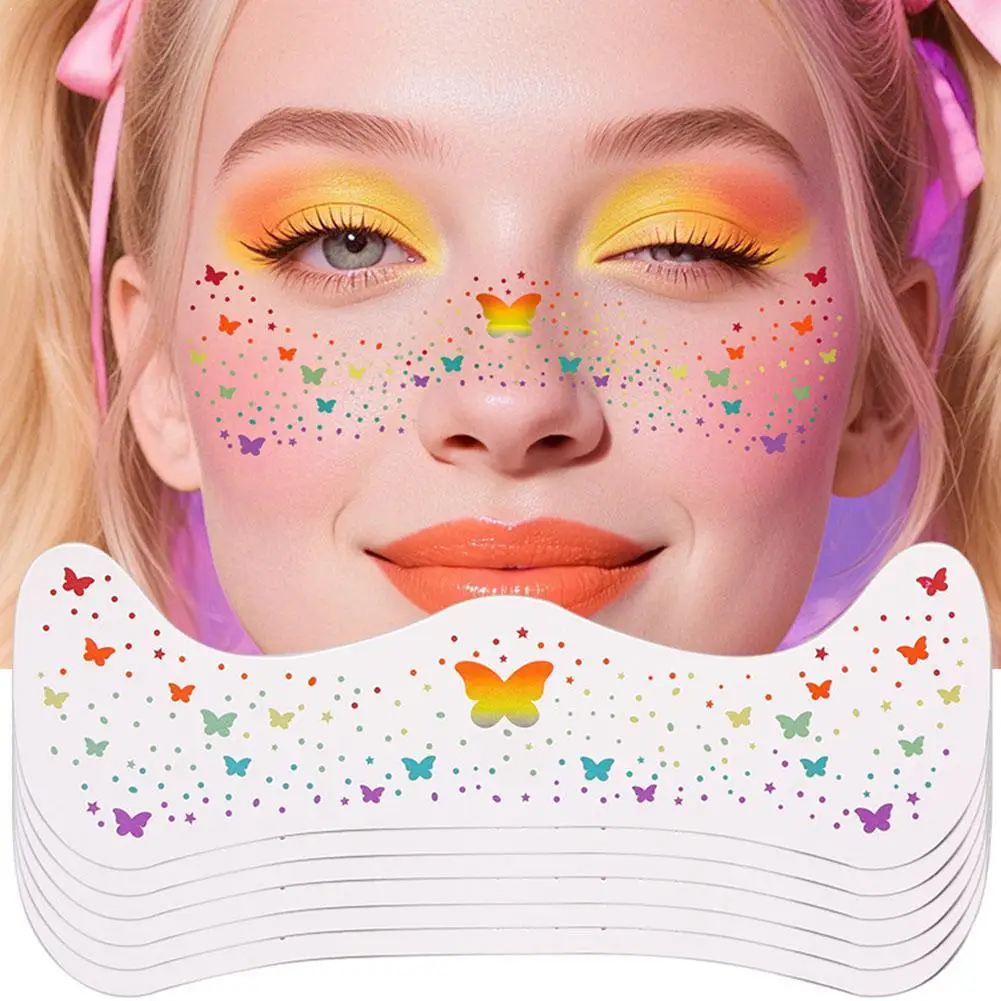 

Freckle Tattoo Stickers, Heart Butterfly Face Temporary Tattoos, Waterproof Fake Freckle Makeup for Festival Party