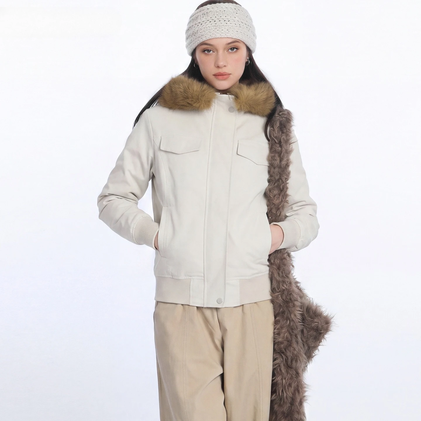 Hooded Padded Women's Jacket Faux Fur Collar Winter Warm Slim Fit Quilted Coat Outerwear Vintage Trendy Cozy Soft Fashion Coats