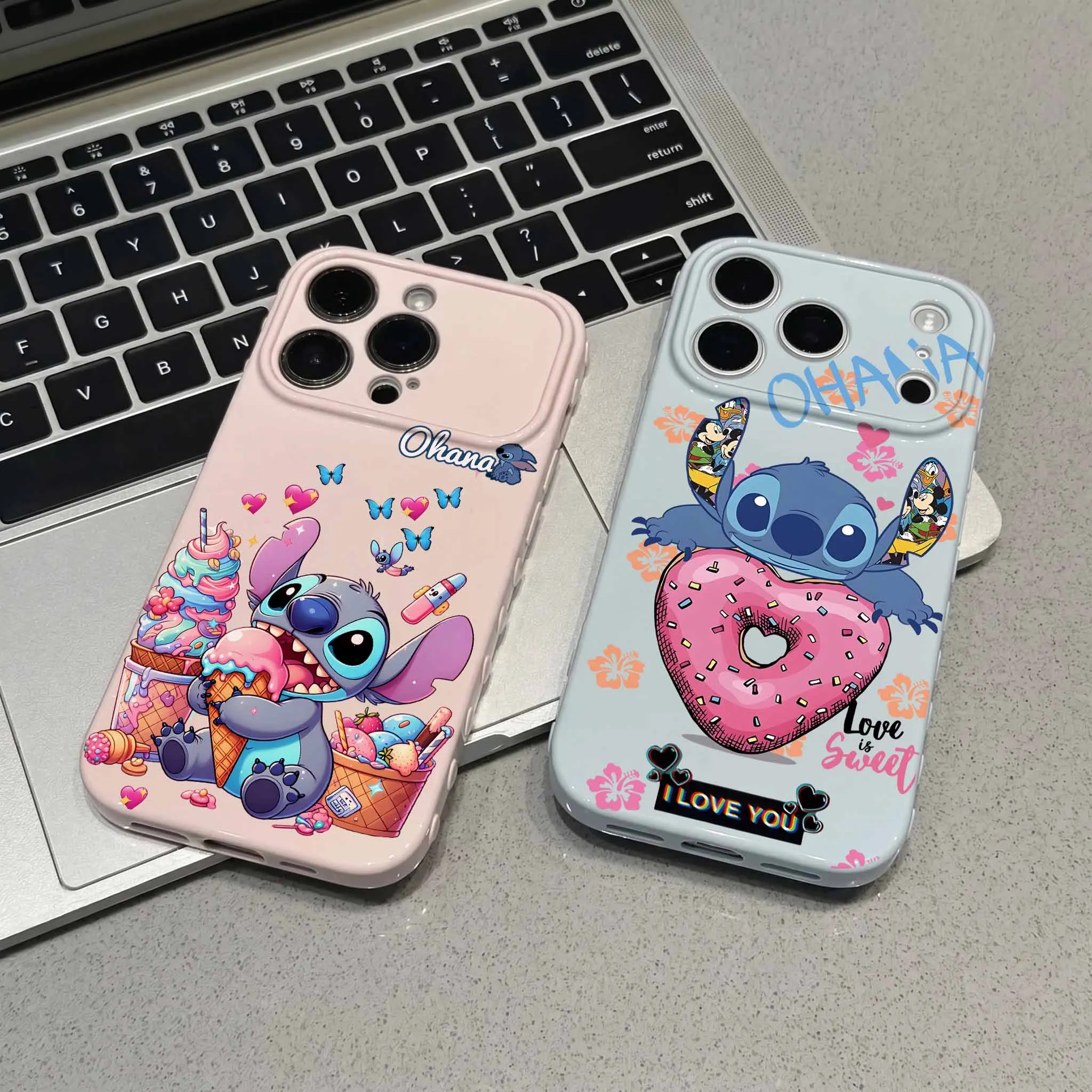 Fashion New Style Stitch For Apple iPhone 17 16 15 14 13 12 Mini 11 Pro Max Bubble Heart Cover Funda Silicone Soft Phone Case