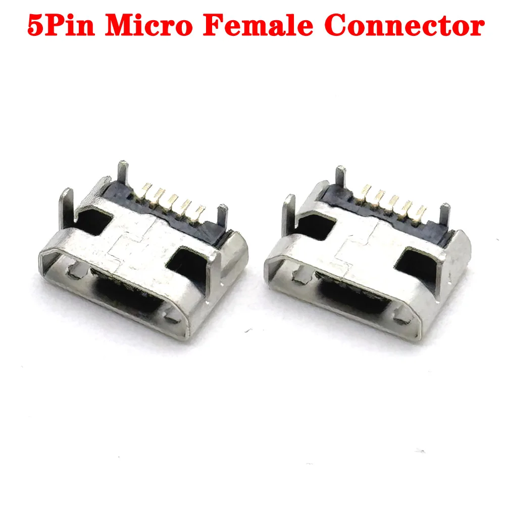 Micro USB Type B Female 5Pin SMD Soldering USB Port Jack Tail Socket for Android Phone Data Connector Repair Replacement