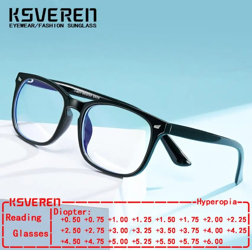 

Fashion Square Blue Light Blocking Reading Glasses For Women Large Frame Presbyopic Glasses Classic Optical Prescription Glasses