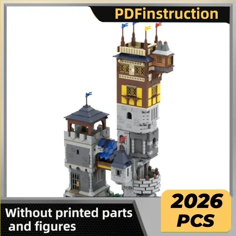 

Модель крепсы Moc, строительные кирпичи, замок из двух башней, технология, модульные блоки, подарки, рождественские игрушки, наборы «сделай сам», сборка