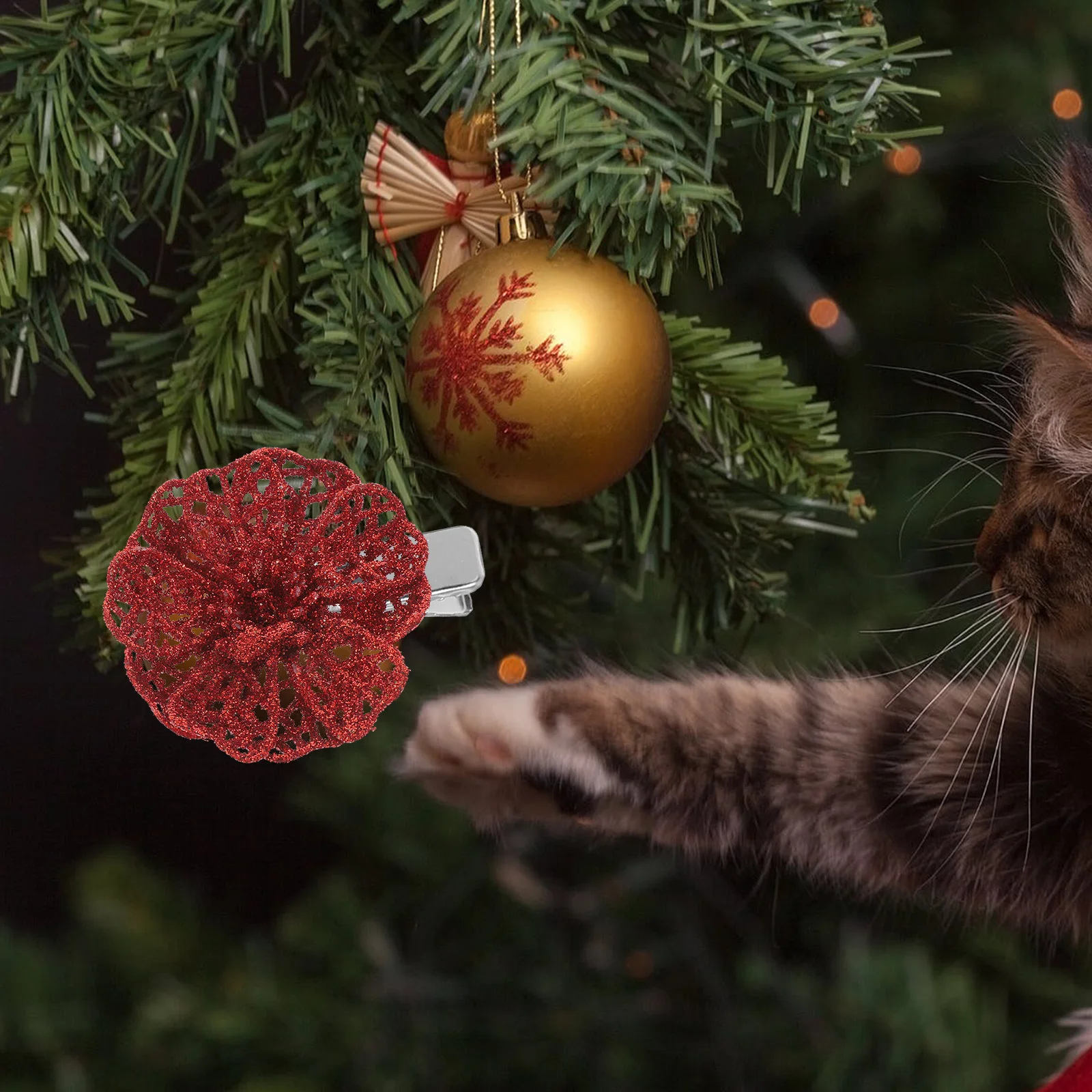 

100Pcs Festive Flower Decoration Clips Small Metal Clips for Crafts DIY Christmas Tree Ornament Hangers Garland Display Clamps