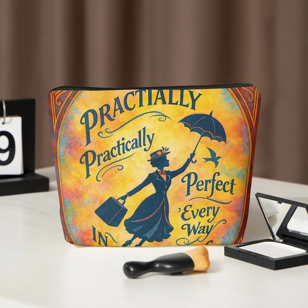 

1pc Mary Poppins Themed Cosmetic Bag & Wallet - Zippered Pouch Suitable for Women &, Multi-Use for Skincare