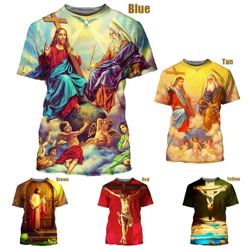 New Fashion Jesus  3D Printed T-shirt Casual Round Neck Pullover Men And Women Clothing Short Sleeve Tops T Shorts Breathable