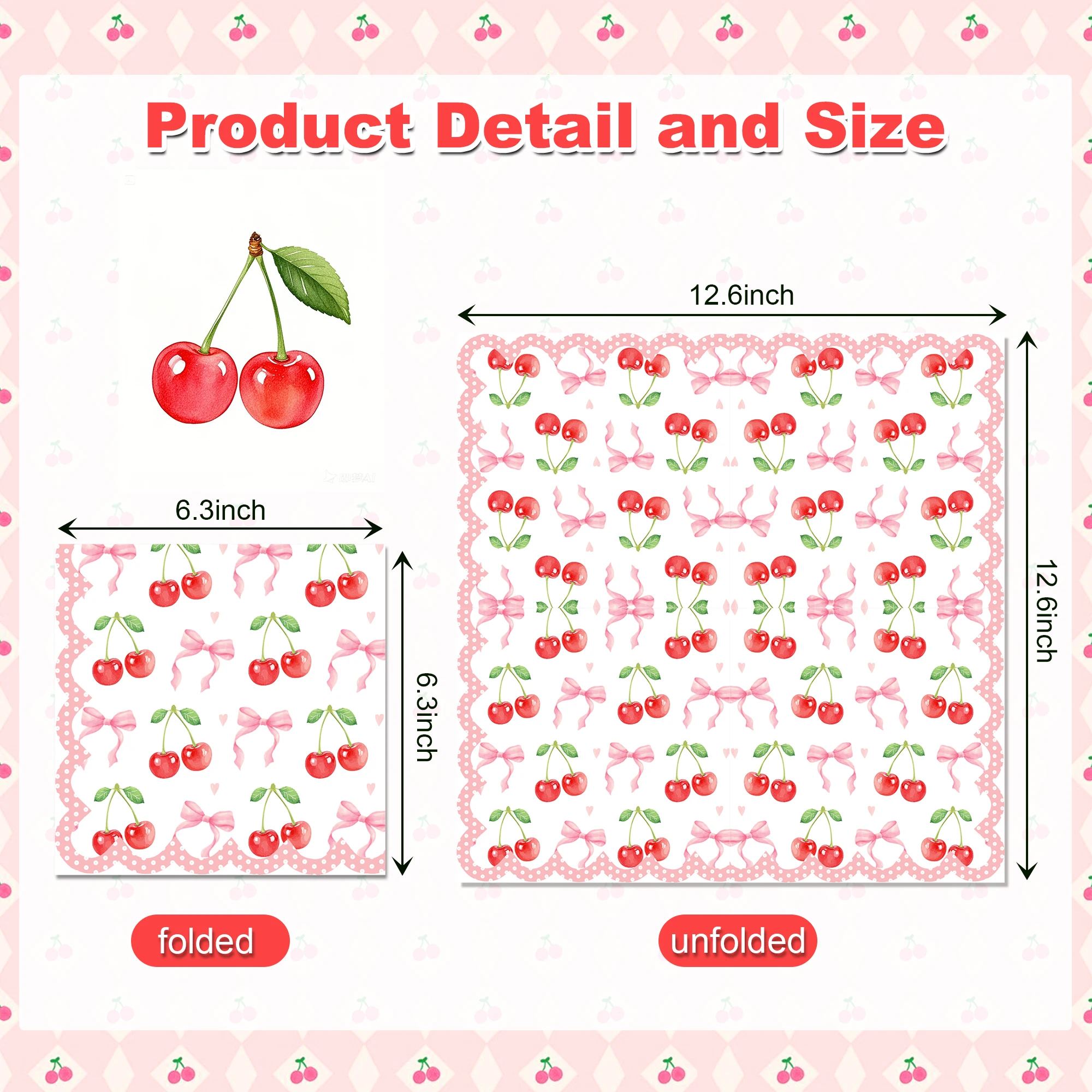 20/40/60pcs Pink Cherry Guest Napkins Dinner Paper Bathroom Hand Towels Tissues for Wedding Birthday Party Decoration