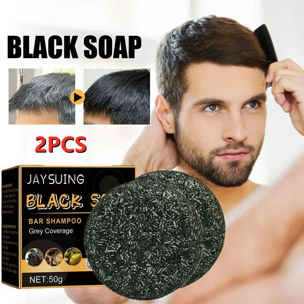 

2X Soap Hair Darkening Shampoo Bar Repair Gray White Hair Color Dye Face Hair Body Shampoo 60g Natural Organic Hair Conditioner