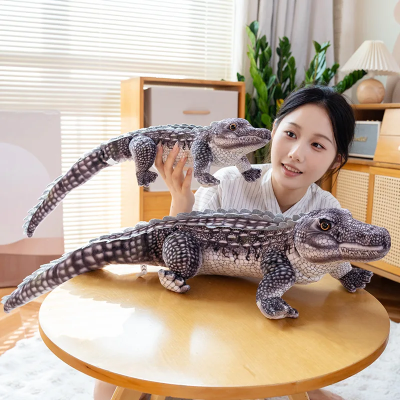 Simulação crocodilo pelúcia lance travesseiro brinquedo vida real animais de pelúcia jacaré plushies almofada realista brinquedos macios decoração para casa