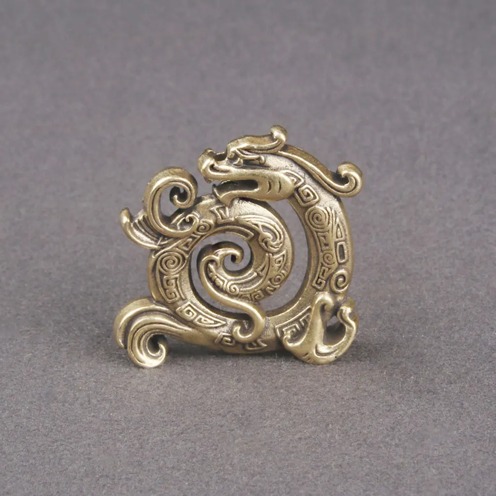 

Brass Dragon Statue Ornament Retro Style Chinese Decorations Golden Sculpture Desk Top Decorative Item Durability Smooth Surface