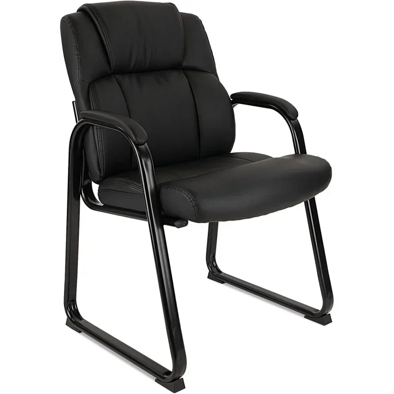 Guest Chair with Padded Arm Rest Reception Meeting Conference and Waiting Room Side Office Home Black 1