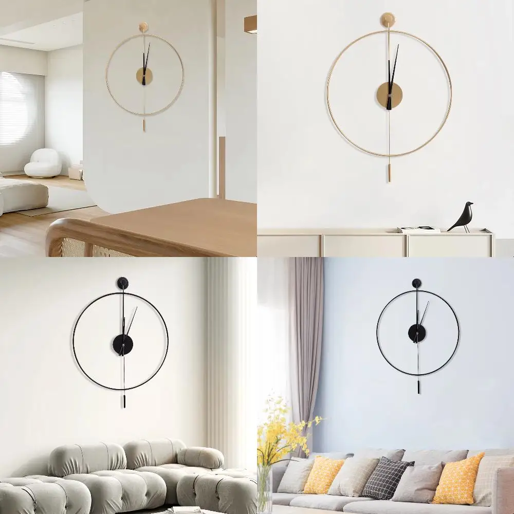 

New Large Wall Clocks Living Room Decorative Metal 60cm Silent Non Ticking Battery Operated Decorative Pendulum Clock