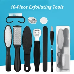 Pedicure Set Peeling And Exfoliating Calluses Foot Scrubbing Brush 10 in 1 Portable Stainless Steel Double-sided Foot Care Tools