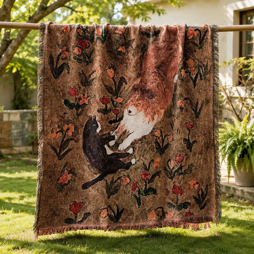 Cat Thread Blanket Decorative Tapestry Knitted Jacquard Cotton ThreadBlanket BedBlanket SofaBlanket Camping Blanket Tapestry