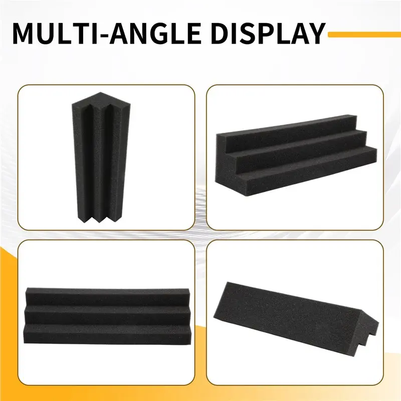 AED2-12Pcs Acoustic Panels Bass Trap Corner Studio Foam Sound Insulation Pad Wall Panel Corner Block For Studio Or Theater