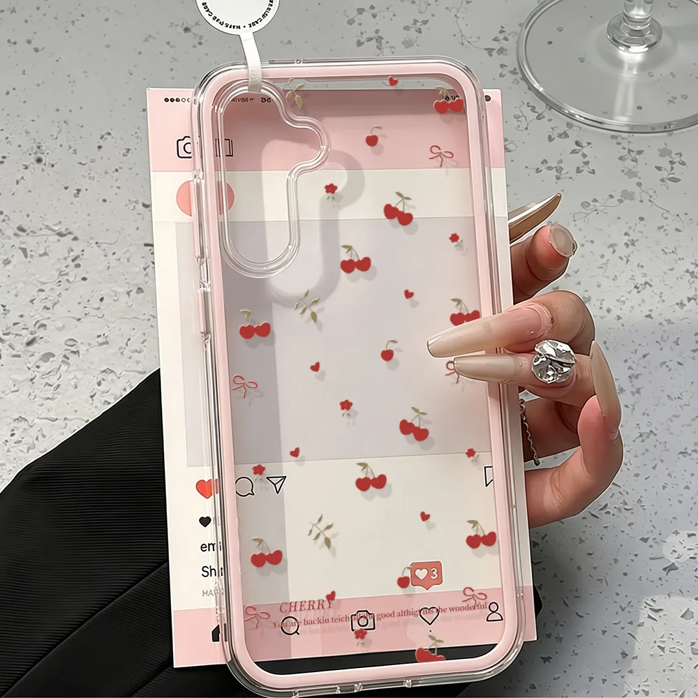Rote Kirschhülle für Samsung A57 5G Hülle Galaxy A55 A56 A37 A36 A35 A17 A53 A54 A34 A07 A26 S26 S25 S23 S22 Ultra S24 Plus Funda