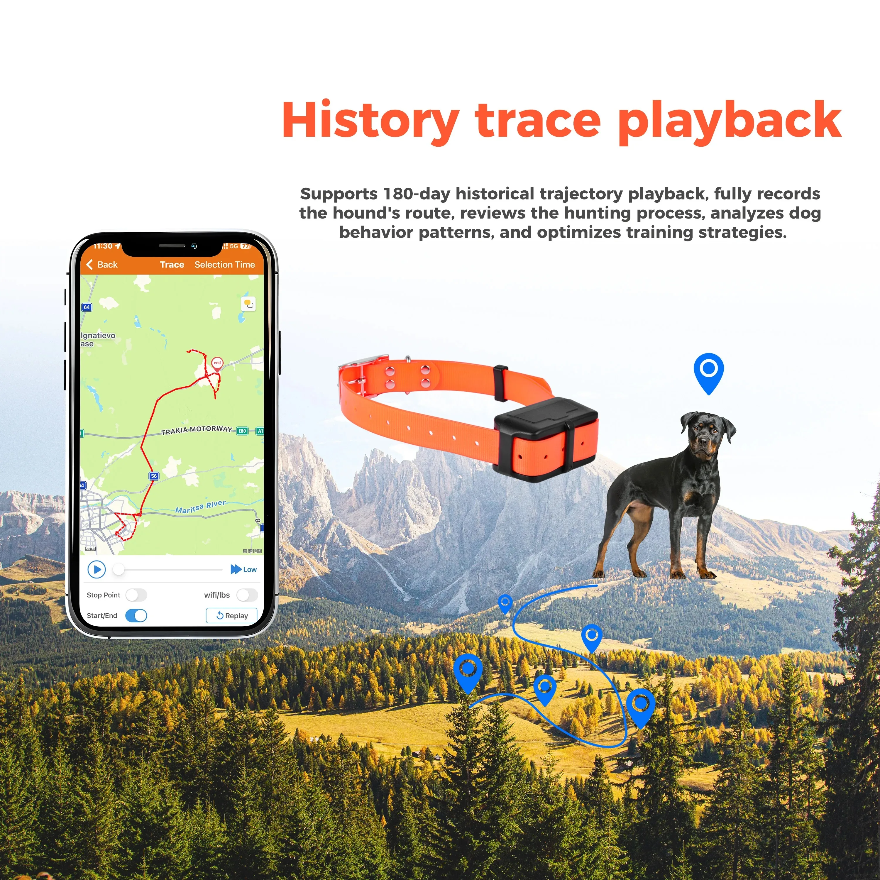 4G GPS Tracker for Hound Cow Sheep Dog - Waterproof Collar with Location Query, Track Query, Geo-fence, Voice Monitor, LED Light
